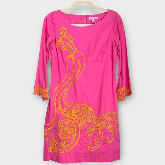 Lilly Pulitzer Pink Embroidered Shift Dress 2 - Picture 1 of 9